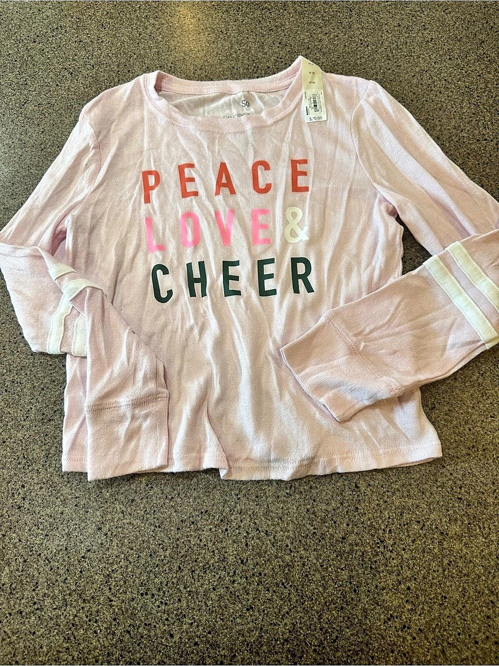 Kohl's Peace Love & Cheer Long Sleeve Pink Size Medium (8)  NWT